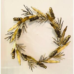 Bronze Gold Pinecone Decorative Wreath 12 inch